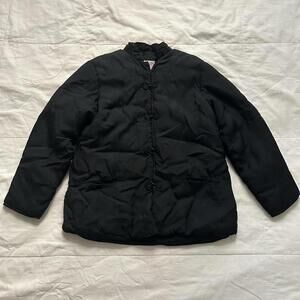 Vintage Chinese chinoiserie Black puffer jacket with frog closure Size XS